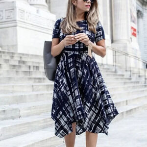 Anthropologie Corey Lynn Calter Black Painted Plaid Asymmetrical Dress Size 4P